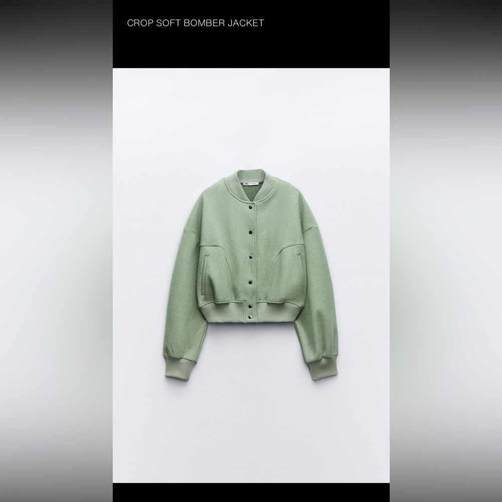 Zara Women's Light Green Varsity Jacket